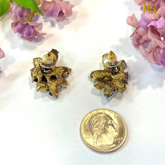 Gorgeous gold Rhinestone stud earrings - Picture 6 of 6